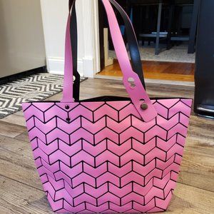 Cotton Candy Pink geometric chevron Bao Bao style bag